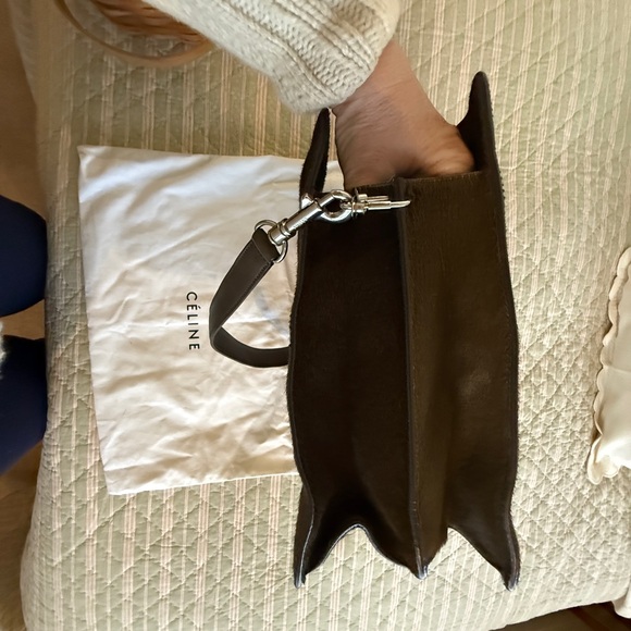 Celine Calf Hair, leather Olive Green Shoulder handbag with silver hardware. - Picture 8 of 10